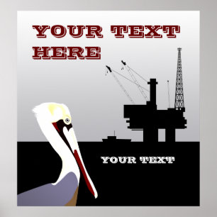 Poster Modèle de l'affiche "offshore Oil and Pelican Post
