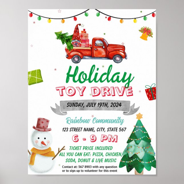 Poster Modèle de l'événement Christmas Holiday Toy Drive (Devant)