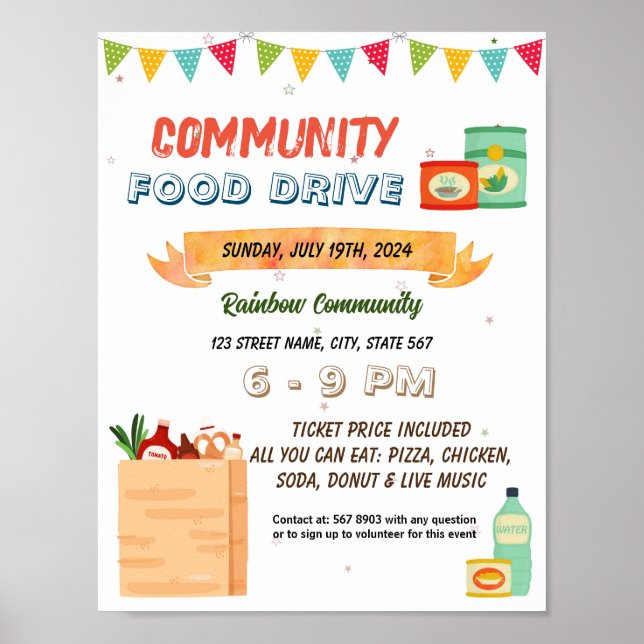 Poster Modèle de l'événement Food Drive (Devant)