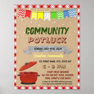 Poster Modèle de l'événement potluck communautaire