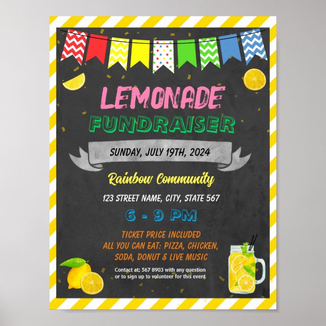 Poster Modèle de l'événement scolaire du stand de Lemonad (Devant)
