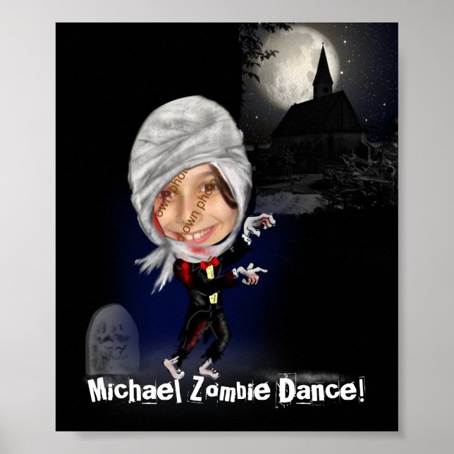 Poster Modèle de photo caricature de zombie amusant - cad (Devant)