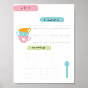 Poster Modèle de recette A4 (téléchargement instantané)