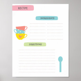 Poster Modèle de recette A4 (Téléchargement instantané)