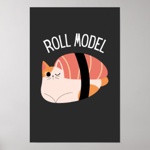 Poster Modèle de Roulé de Chat Sushi Drôle