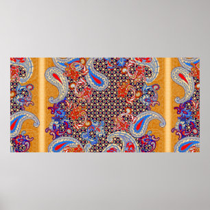 Poster Modèle d'écharpe multicolore Paisley