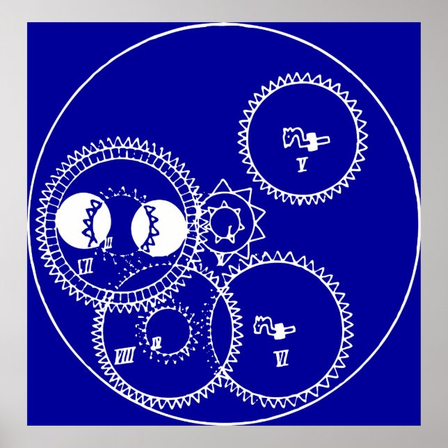 Poster Modèle des engrenages de l'horloge (Devant)