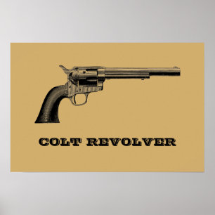 Poster Modèle d'illustration de revolver Colt antique