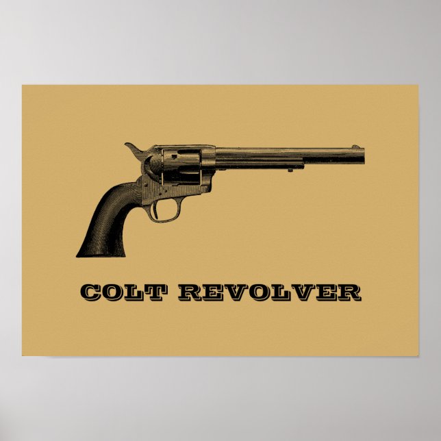 Poster Modèle d'illustration d'un pistolet de Colt antiqu (Devant)