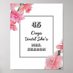 Poster Modèle du compte à rebours du jour de mariage