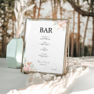 Poster Modèle du menu de la barre de Mariage fleur sauvag