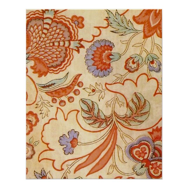 Poster Modèle floral antique de Chintz Paisley (Devant)