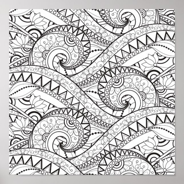 Poster Modèle floral détaillé Doodle 2 (Devant)