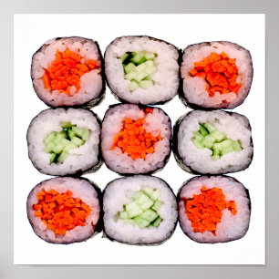Poster Modèle japonais de nourriture de Rolls de sushi
