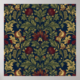 Poster Modèle Navy Grenade Floral de William Morris