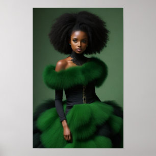 Poster Modèle noir haute mode femme belle