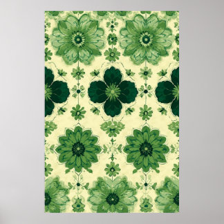 Poster Modèle végétal vintage vert