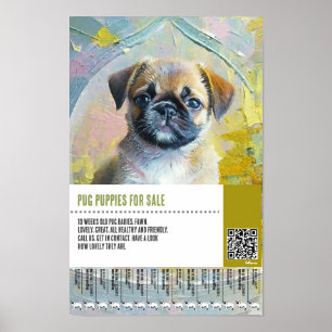 Poster Modèles de flyers pour la vente de chiots Pug