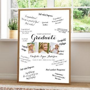 Poster Modern 3 Photo Collage Graduation Signature de l'i