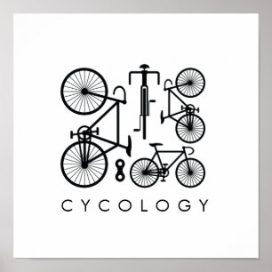 Poster Modern Black & White Bicycle Pattern