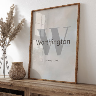 Poster Modern Custom Family Last Name Wall Art Neutral 