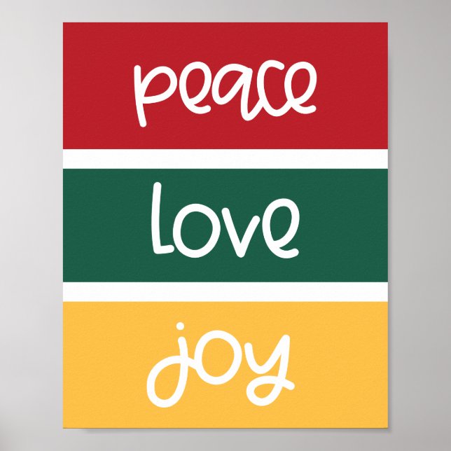 Poster Modern Cute Peace Love Joie Noël salutations (Devant)