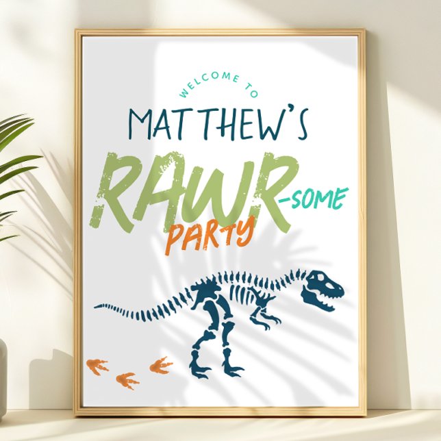 Poster Modern Dinosaur Dig Boys Birthday Welcome Sign (Créateur téléchargé)