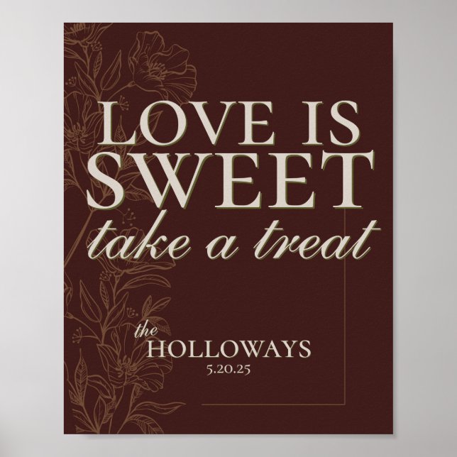 Poster  Modern Earth Tone Treat Wedding Table Sign (Devant)