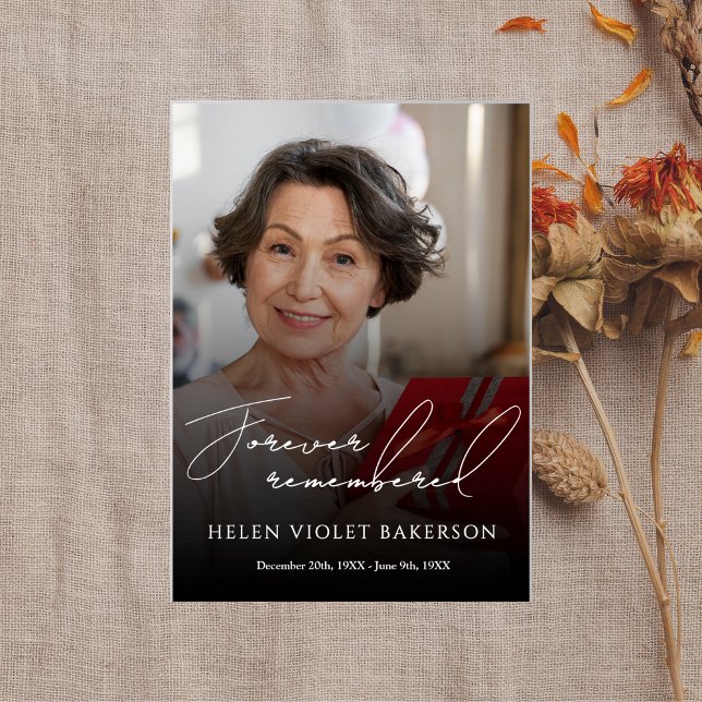 Poster Modern Elegant Script Photo Funeral Welcome Sign (Créateur téléchargé)