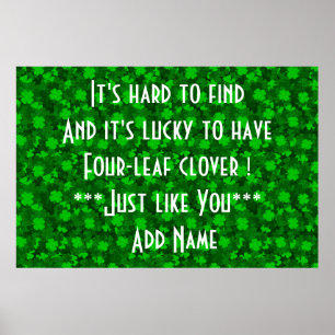 Poster Modern Four Leaf Clover Floral
