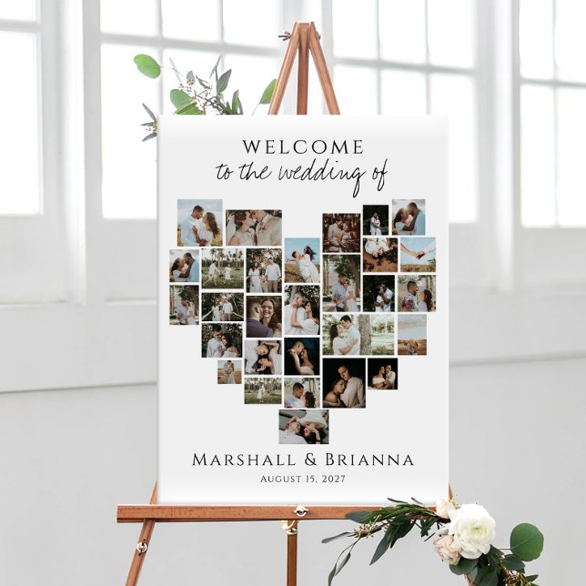 Poster Modern Heart Photo Collage Wedding Welcome (Créateur téléchargé)