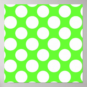 Poster Modern Lime Green White Polka Dots Pattern