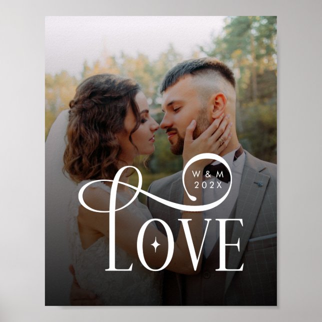 Poster Modern Love Custom Wedding Photo Couples Monogram (Devant)
