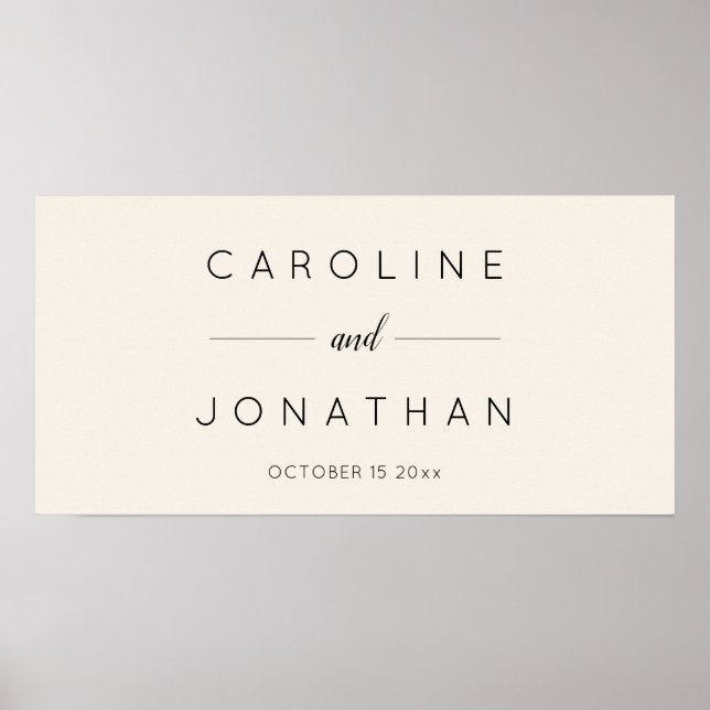 Poster Modern Minimalist Script Ivory Custom Wedding (Devant)