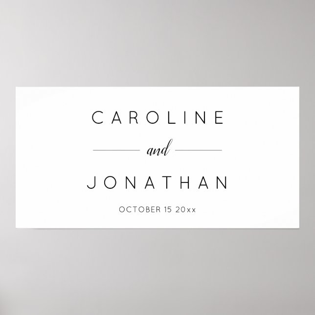 Poster Modern Minimalist Script White Custom Wedding (Devant)