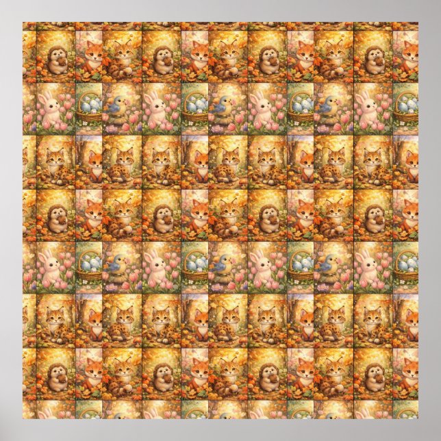Poster Modern Patchwork Pattern Collage (Devant)