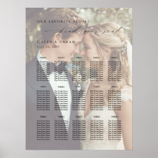Poster Modern photo seating plan up to 15 tables 
