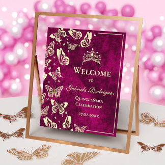Poster Modern Pink Gold 15e anniversaire Quinceañera Accu