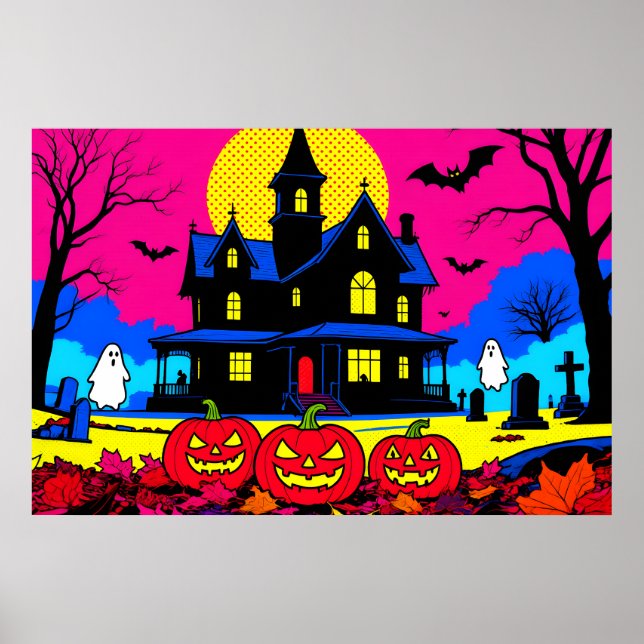 Poster Modern Pop Art Halloween Graveyard (Devant)