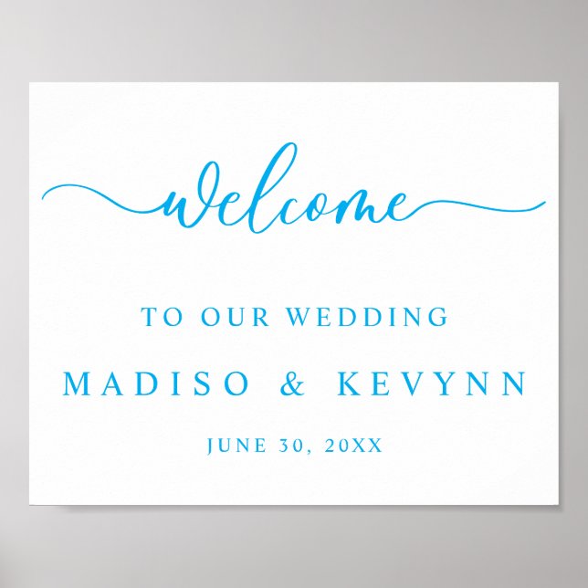 Poster Modern Script Couples Names Wedding Welcome Sign (Devant)