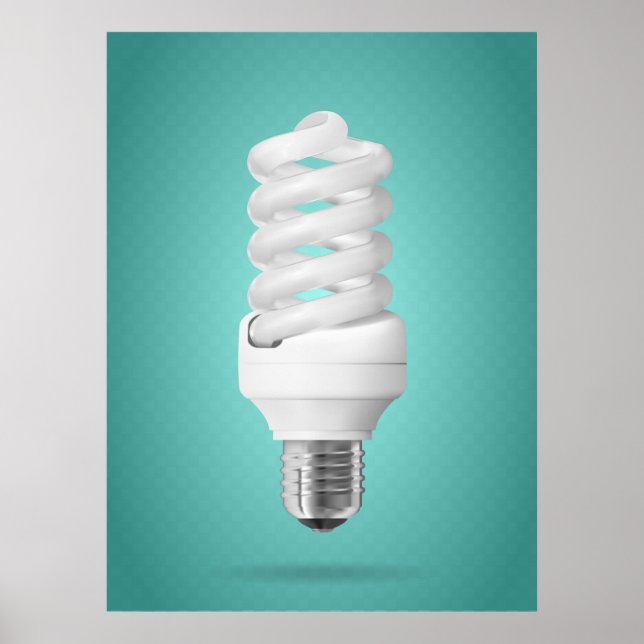 Poster Modern Spiral Compact Fluorescent Lightbulb (Devant)