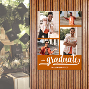 Poster Moderne 4 Photos sur Burnt Orange Graduation