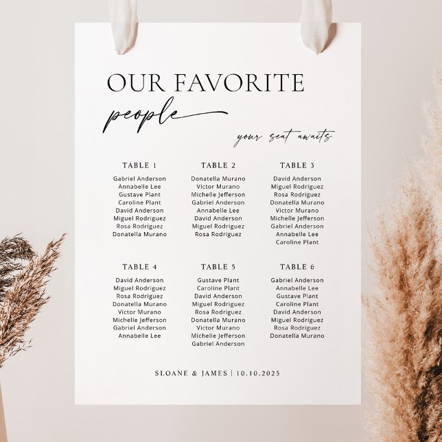 Poster Moderne 6 Tables Bienvenue Graphique de sièges (Créateur téléchargé)