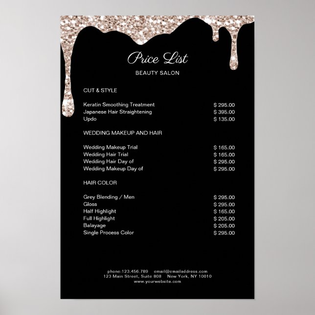 Poster moderne Beige Black Glitter (Devant)