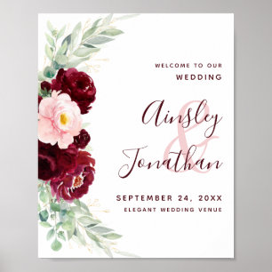 Poster Moderne Bourgogne Flore verdure Mariage Accueil