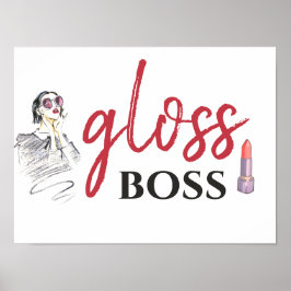 Poster Moderne brillant Boss Girl Black Red Funny World A