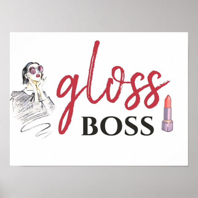 Poster Moderne brillant Boss Girl Black Red Funny World A (Devant)