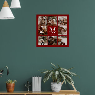 Poster Moderne Chic Bourgogne Famille Photo Collage Garde