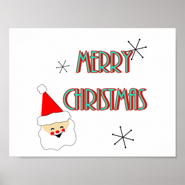 Poster moderne du milieu du siècle santa claus joyeux noë (Devant)