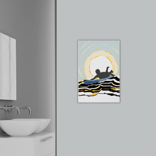 Poster Moderne Du Surfeur De Pagaie Au Soleil